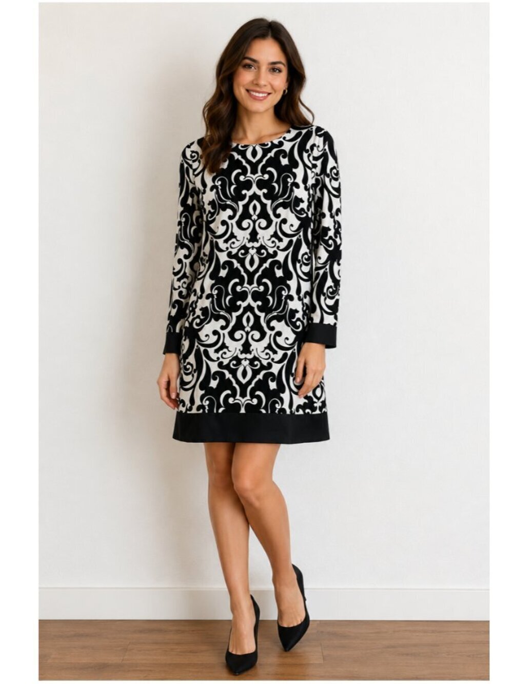 Cache Black White Mini Dress Resortwear Vacation Small